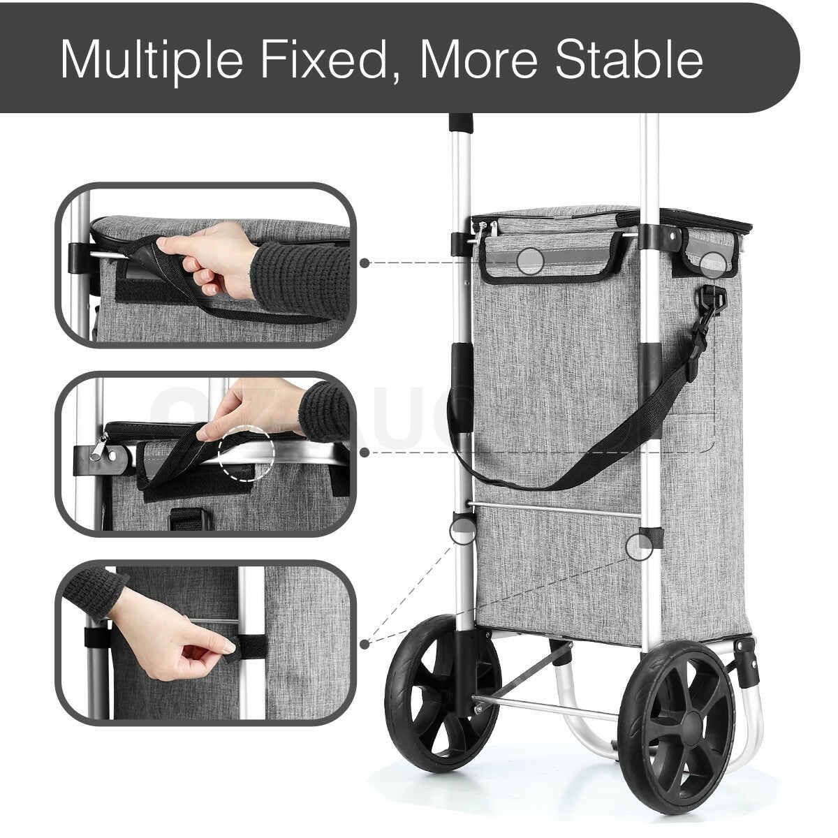 Aluminium Foldable Shopping Trolley Cart with Grocery Storage Bag