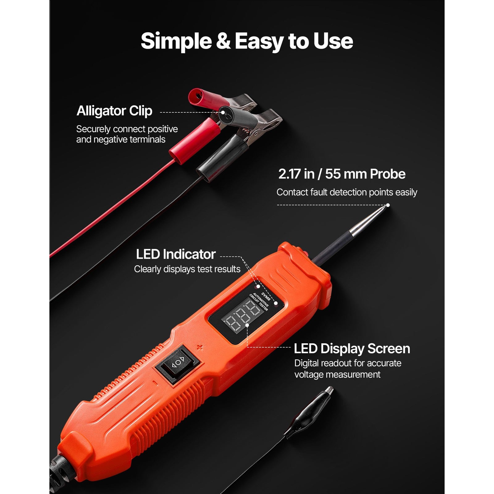 Uimoso Automotive Circuit Tester 6-36V DC Voltage Probe with LED Display
