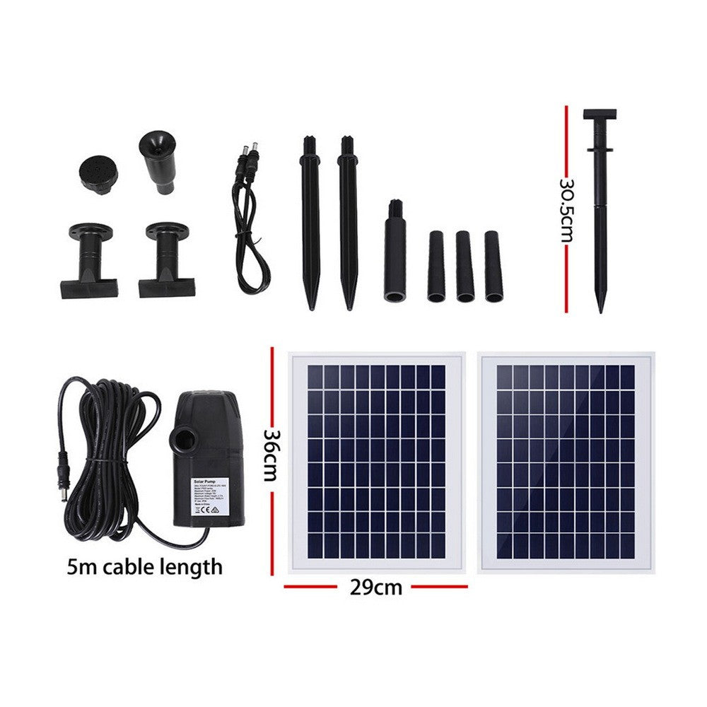 Solar Pond Pump Submersible Fountain Kit 1600L/H 2 Panels