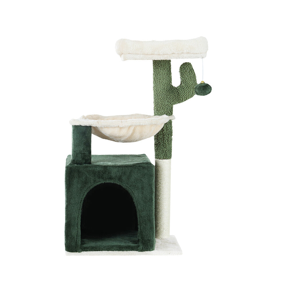 78cm Wooden Cat Tree Scratching Post Condo House Green