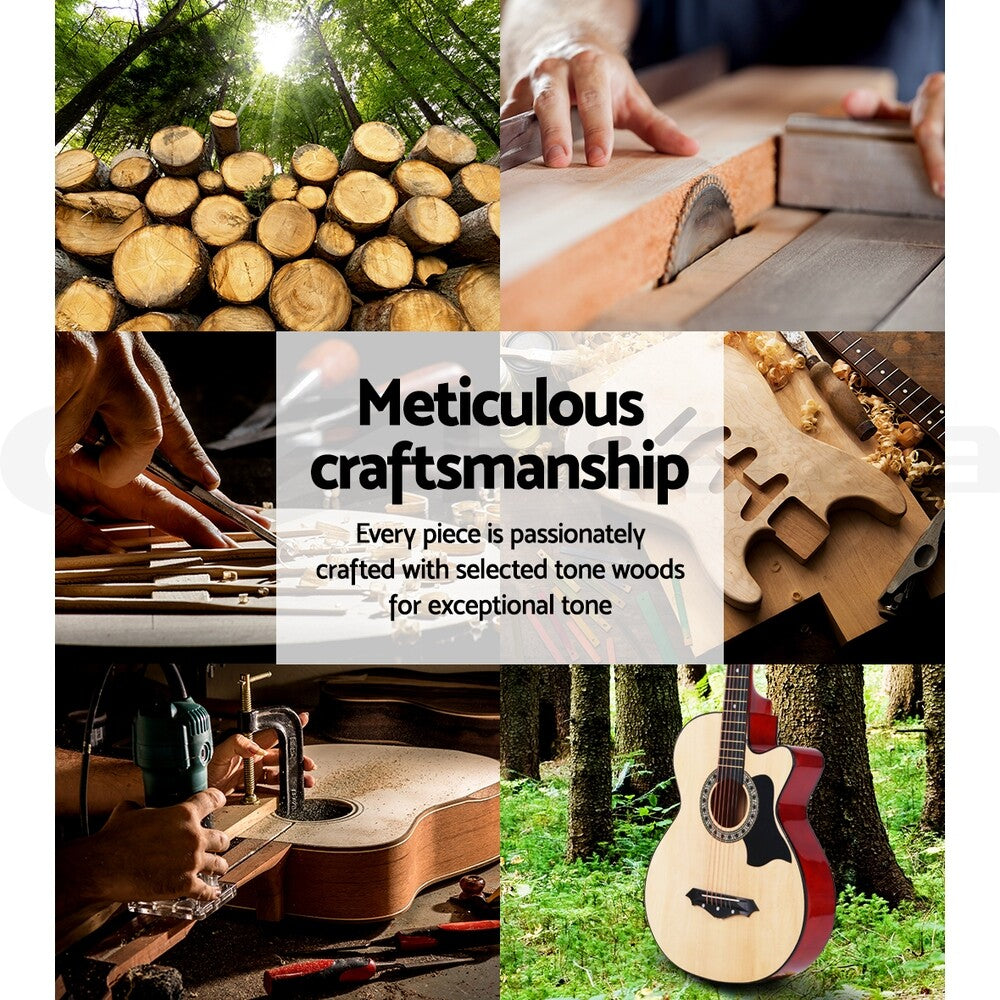 38" Full-Size Acoustic Guitar Wooden Folk Classical Cutaway