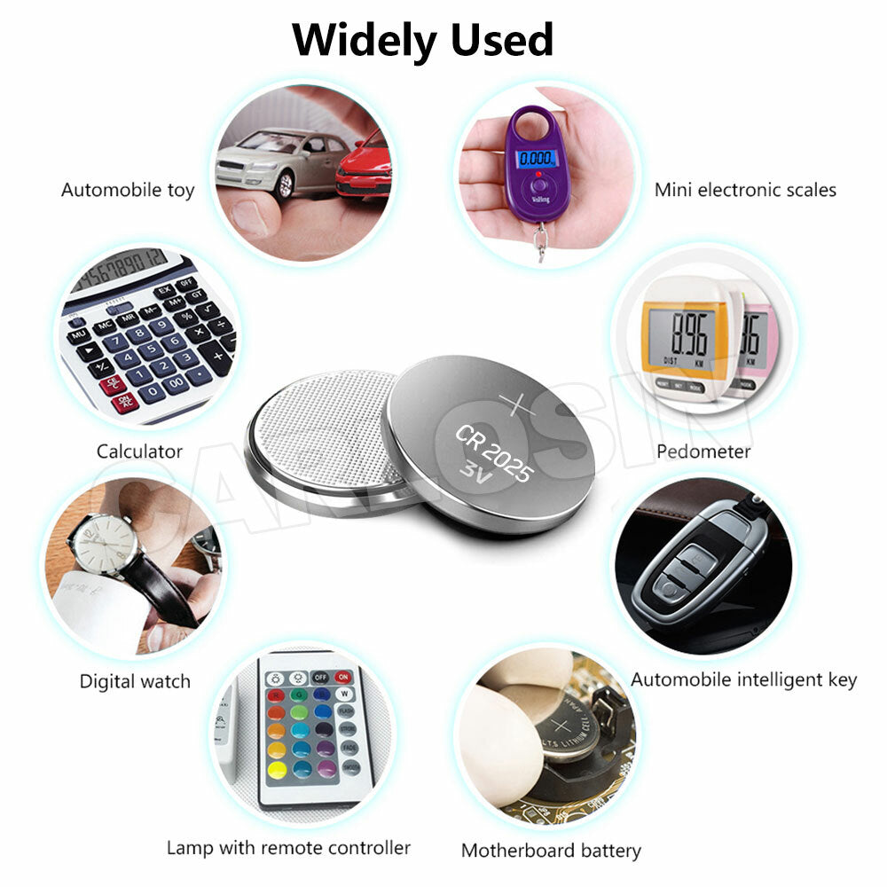 5x CR2025 Lithium Battery 3V Coin Cell for Car Key Alarm