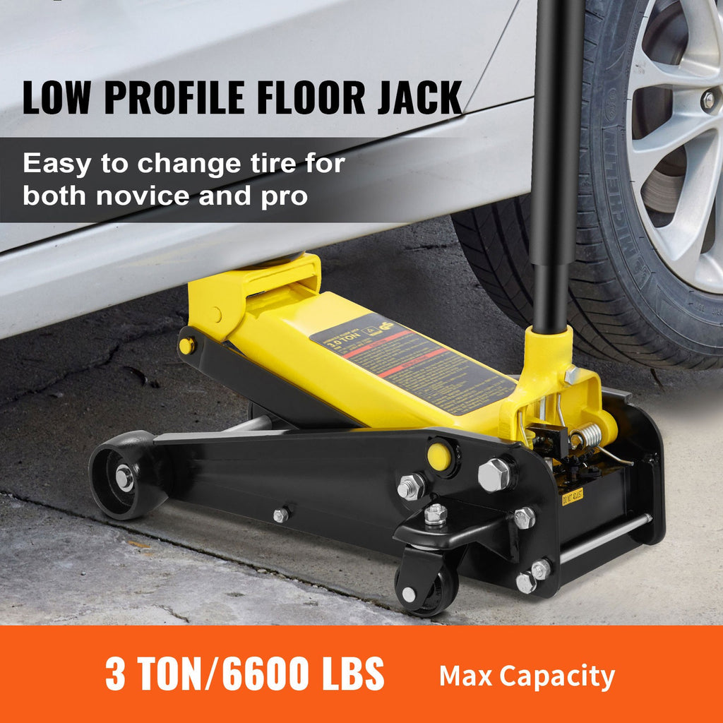 Uimoso Low Profile Floor Jack 3 Ton Heavy Steel Single Piston Hydraulic Pump