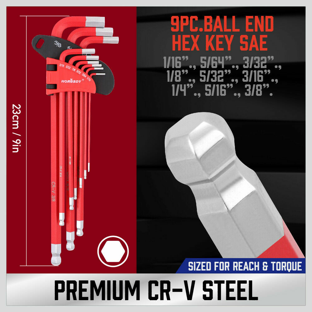 36pc Hex & Torx Key Set – Extra Long Allen Wrenches Ball End