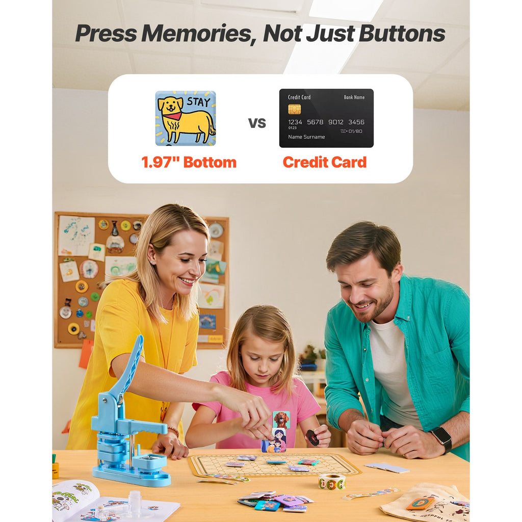 Uimoso Square Button Maker Machine with 50x50mm Mold and 100 Button Components