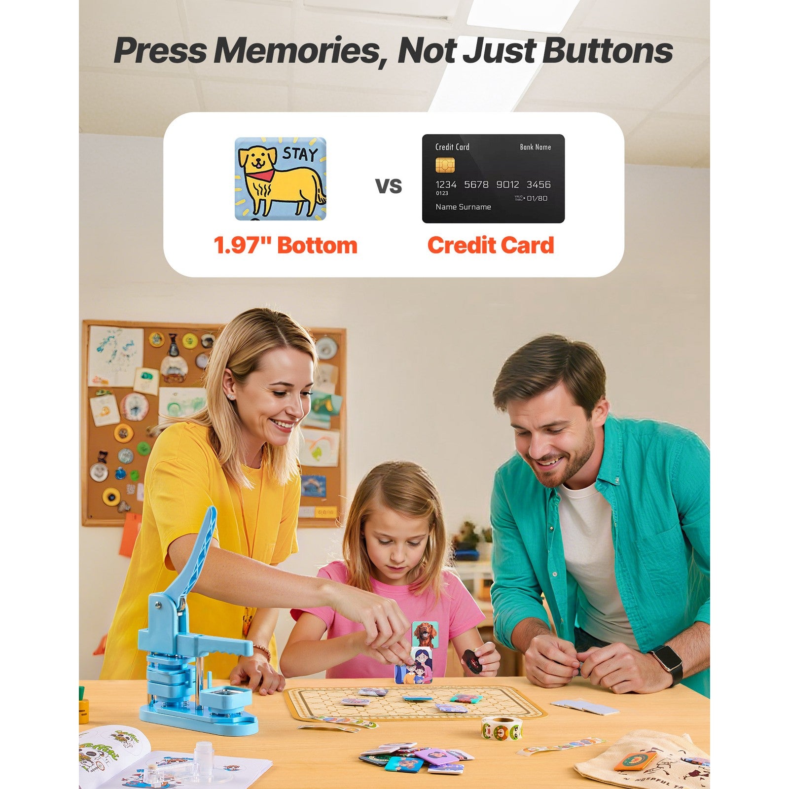 Uimoso Square Button Maker Machine with 50x50mm Mold and 100 Button Components