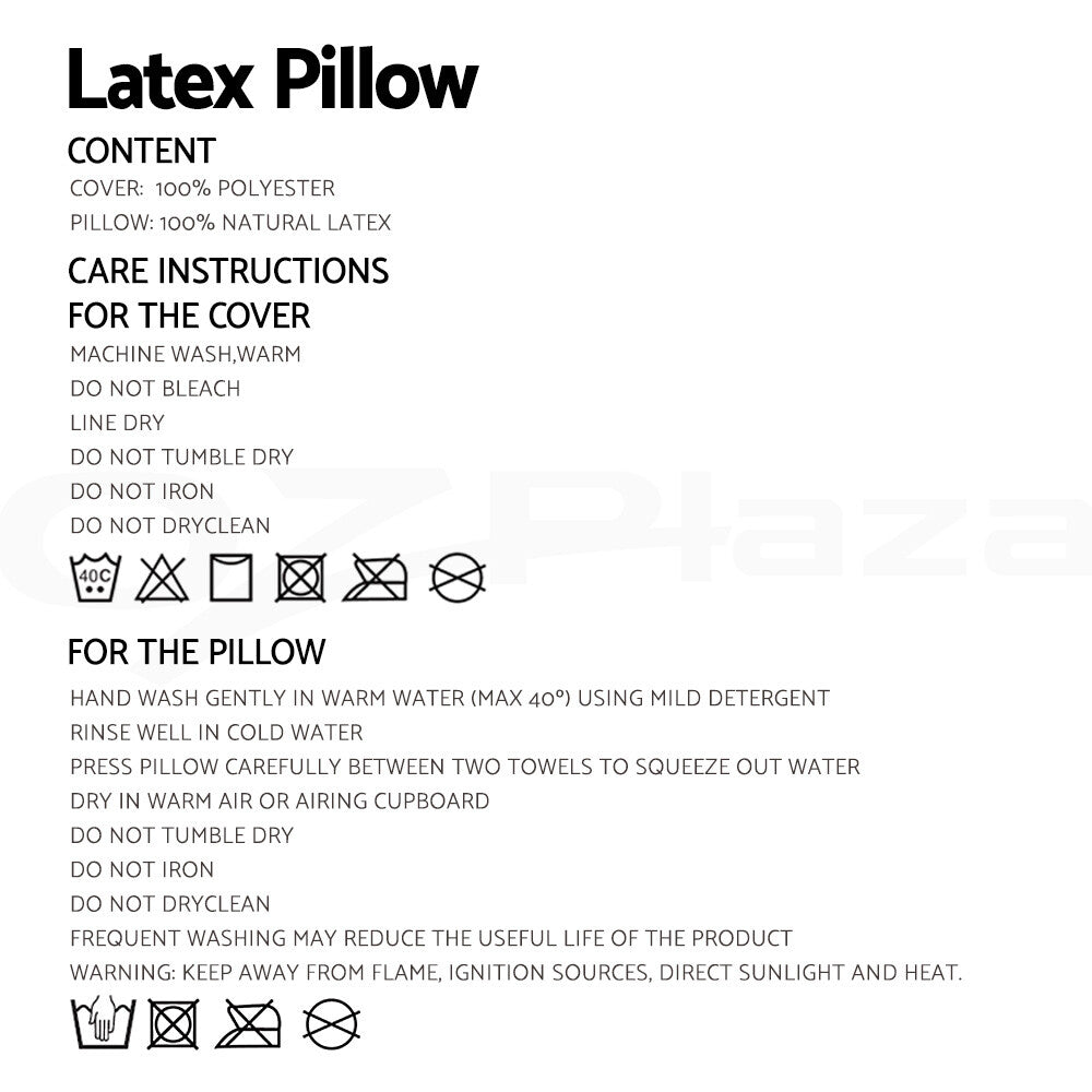 Natural Talalay Latex Pillow Contour 2-Zone with Cover