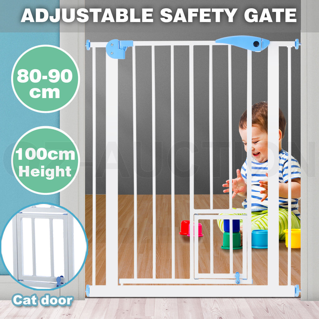 100cm Tall Baby Safety Gate Adjustable Pet Dog Cat Stair Barrier