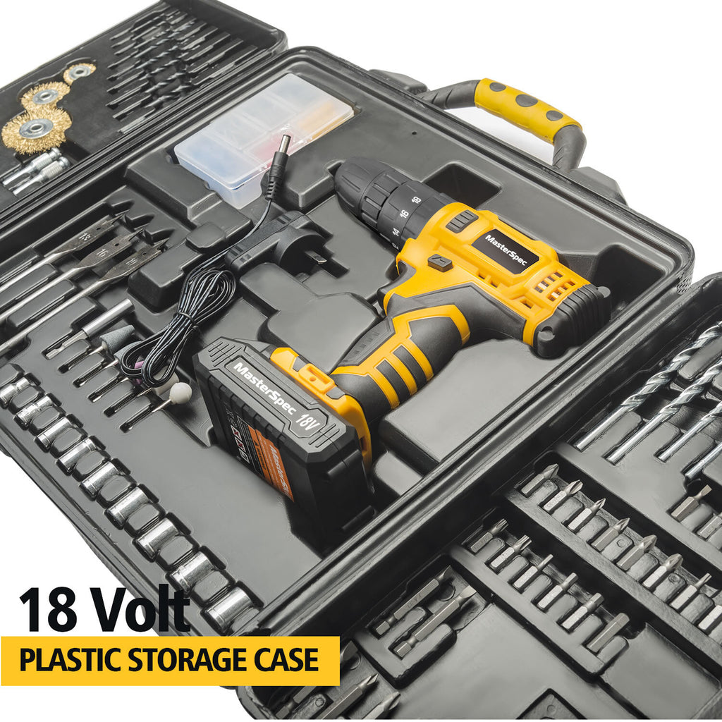92pc Cordless Hammer Drill – 18V Power Tool Kit with Bits