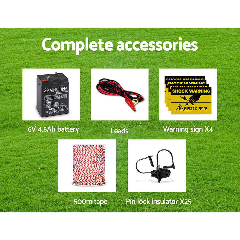 3km Solar Electric Fence Energiser Kit 500m Wire