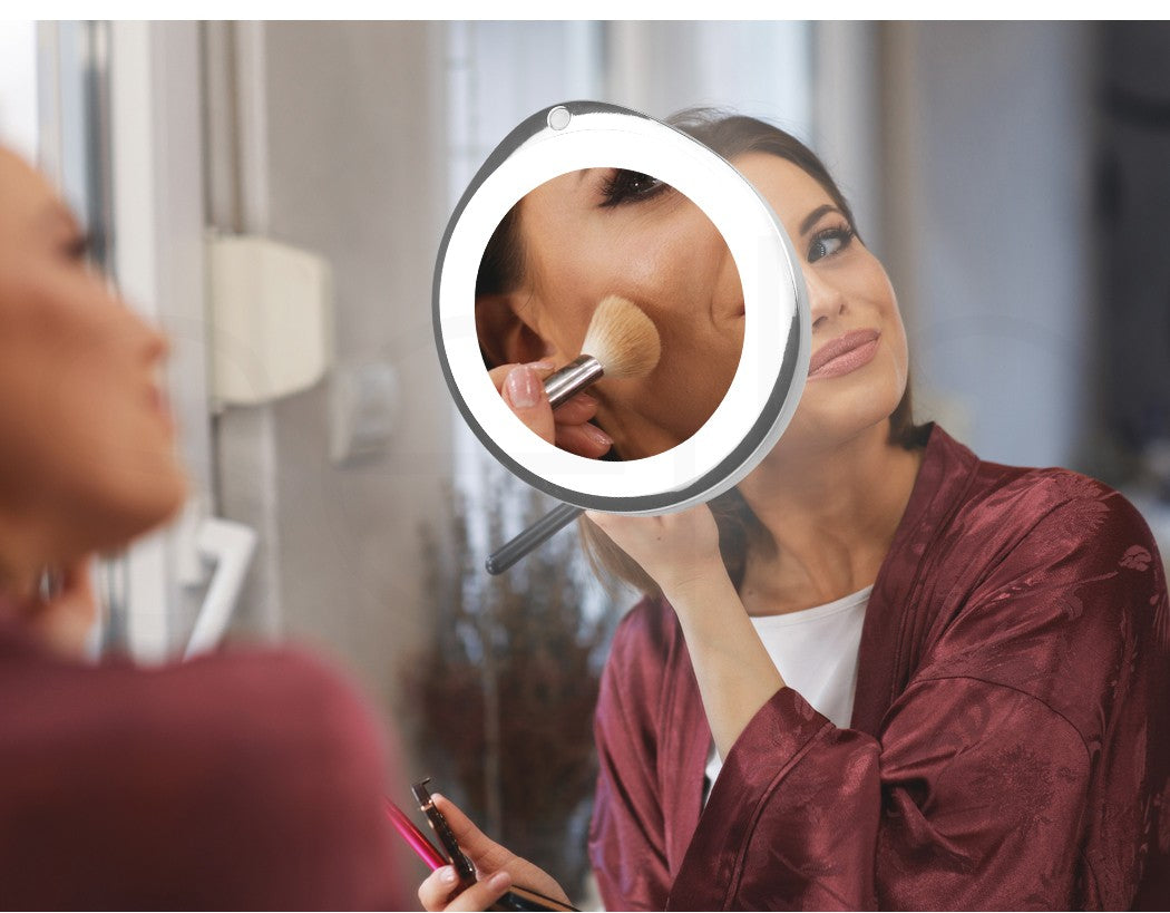 10x Magnifying Makeup Mirror – LED Light, 360° Rotating Cosmetic Mirror
