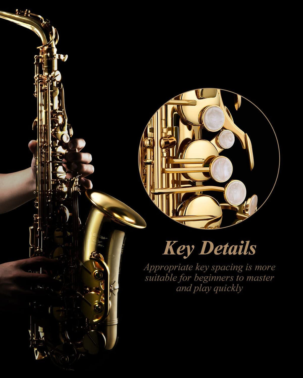 Eastar E Flat Alto Saxophone Gold Lacquered Student Sax Band