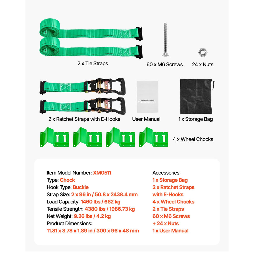 Uimoso Wheel Chock Tie-Down Kit with Buckle, 1986.73 kg Strength, 662 kg Load