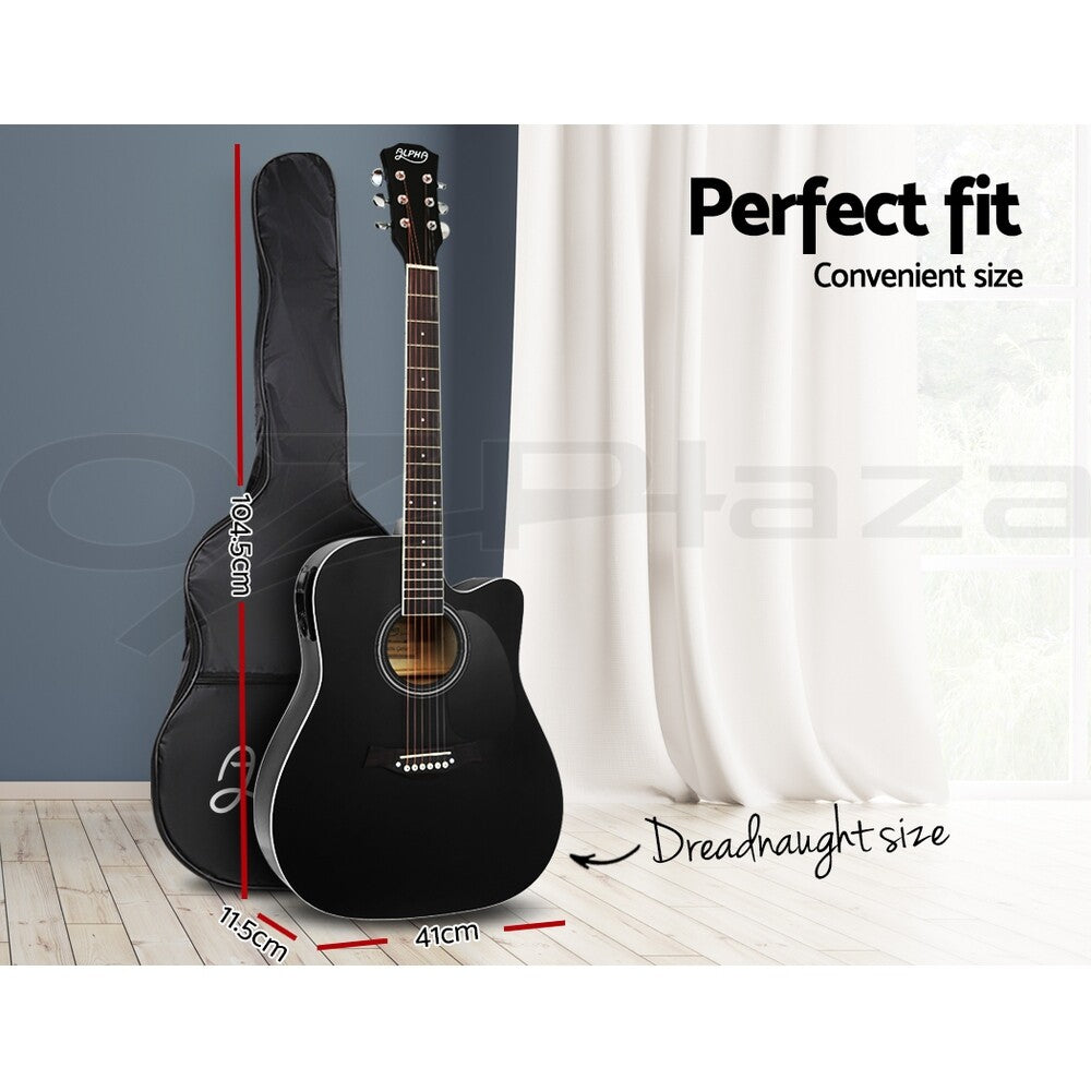 Alpha 41” Electric Acoustic Classical Guitar Full Size EQ Black