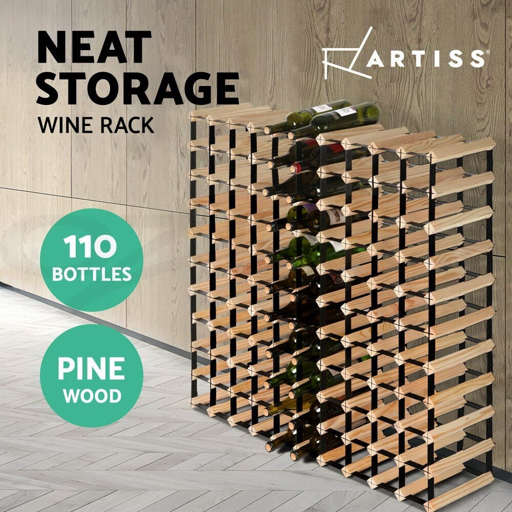 110 Bottle Timber Wine Rack Wooden Storage Organiser