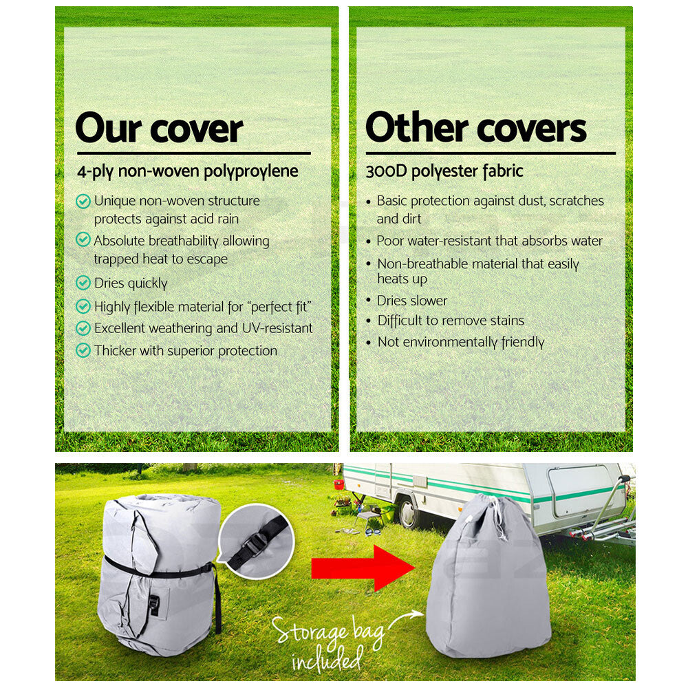 Weisshorn Caravan Cover Heavy Duty 14-24ft 4 Layer Campervan UV 5 Sizes Bag