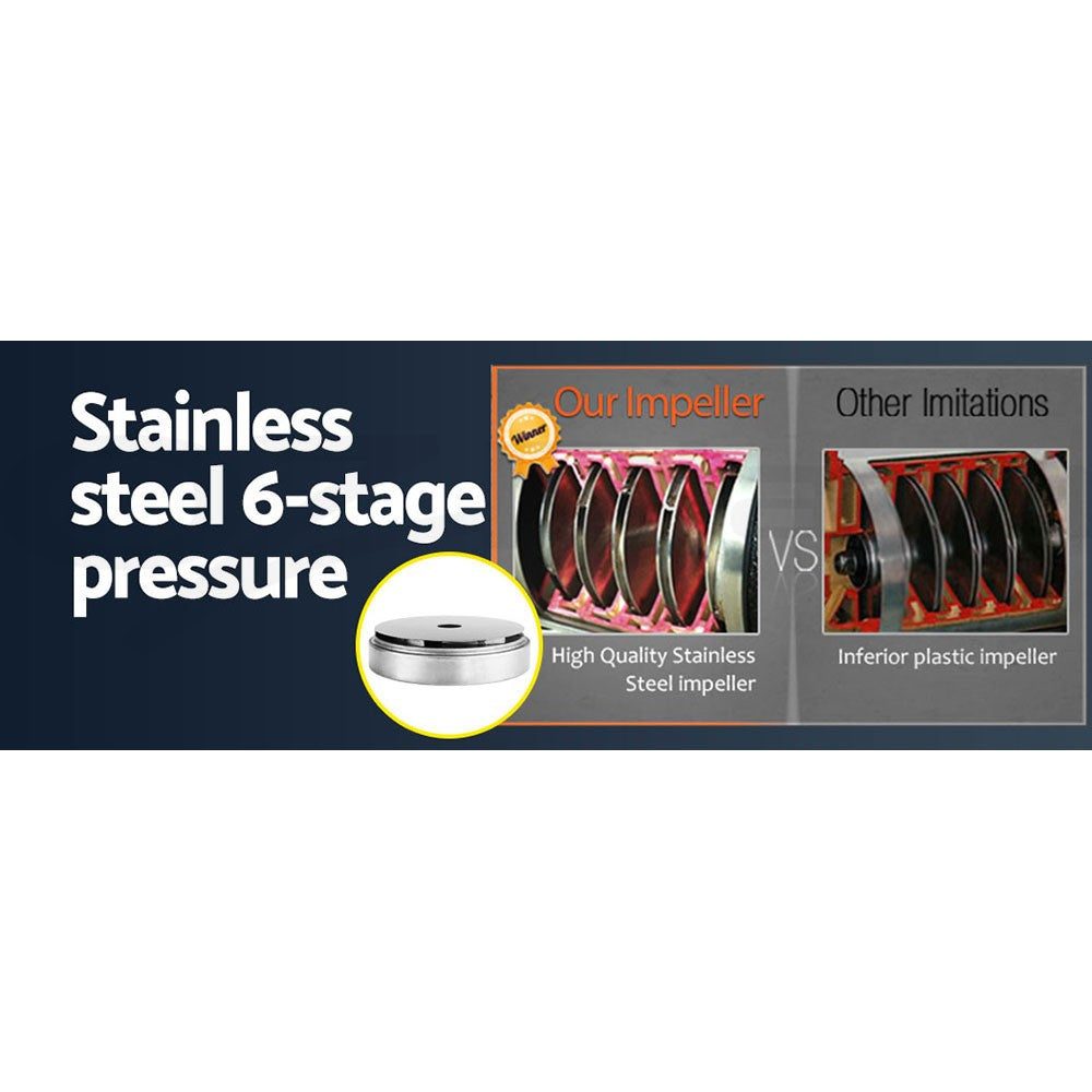 2500W Garden Water Pump High Pressure 6-Stage Tank Irrigation Yellow