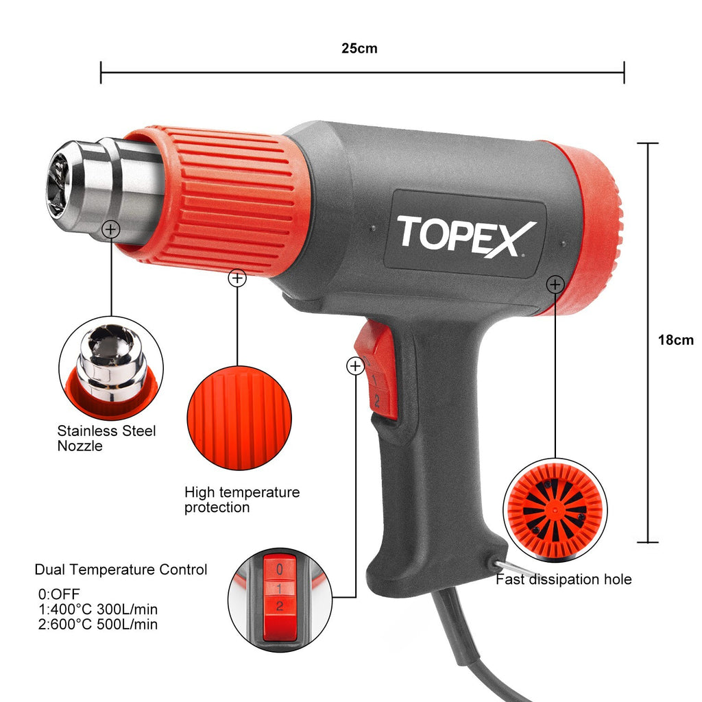 1800W Heat Gun – Hot Air Tool Kit with 5 Accessories & Case