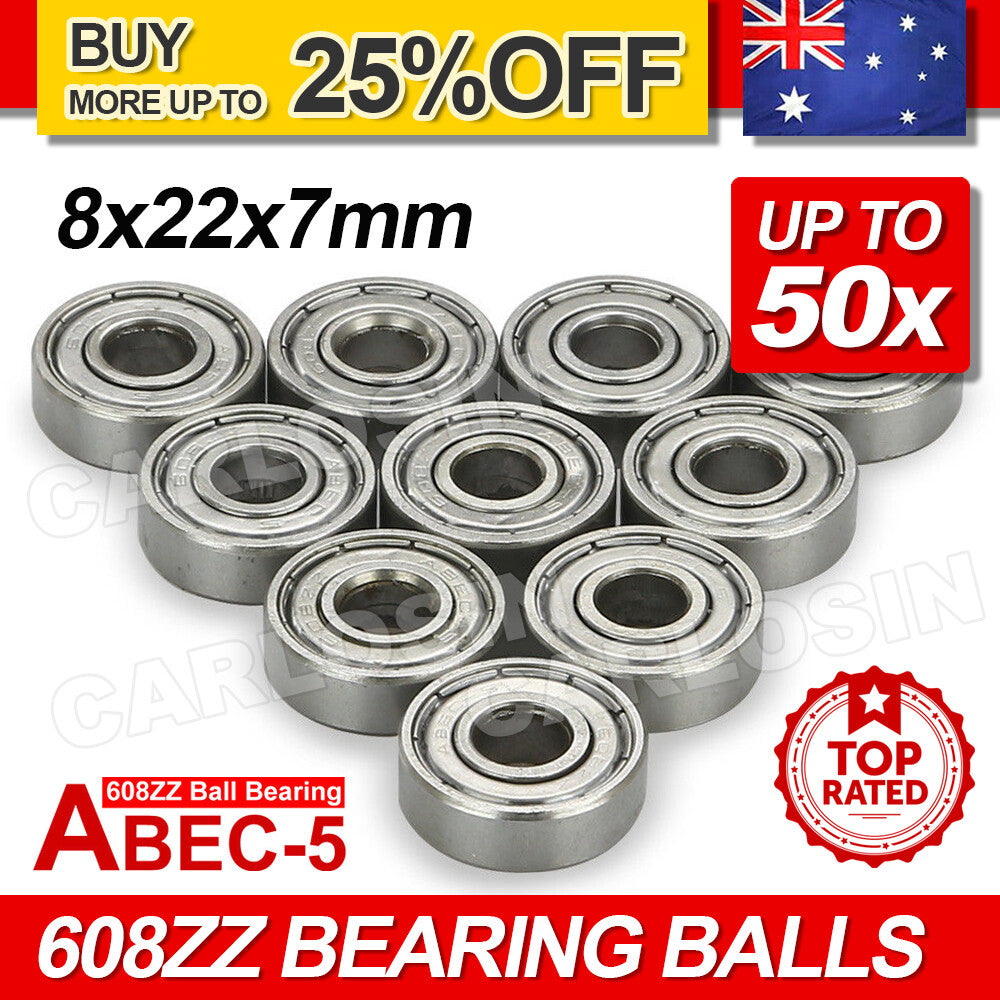 10–30X 608ZZ Ball Bearings ABEC-5 for Skateboard 3D Printer