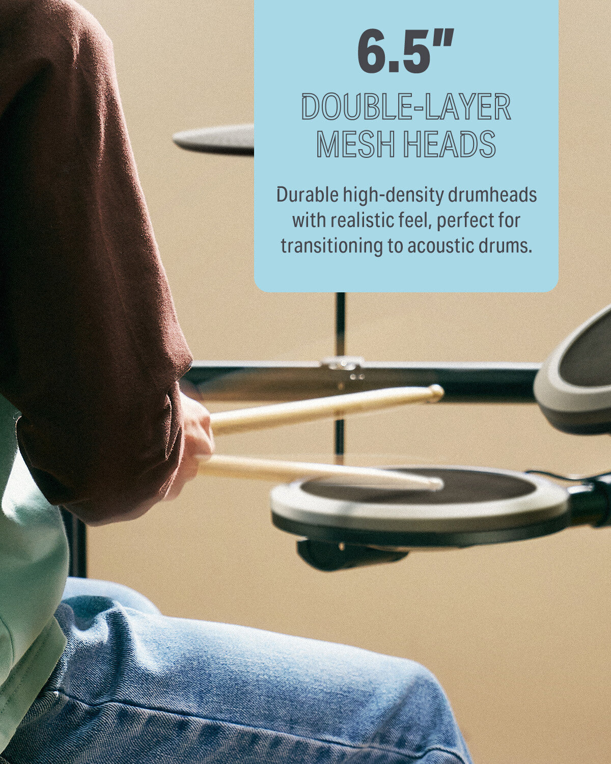 Donner DED-70 Electric Drum Set 4 Quiet Mesh Pads 150 Sounds Grey