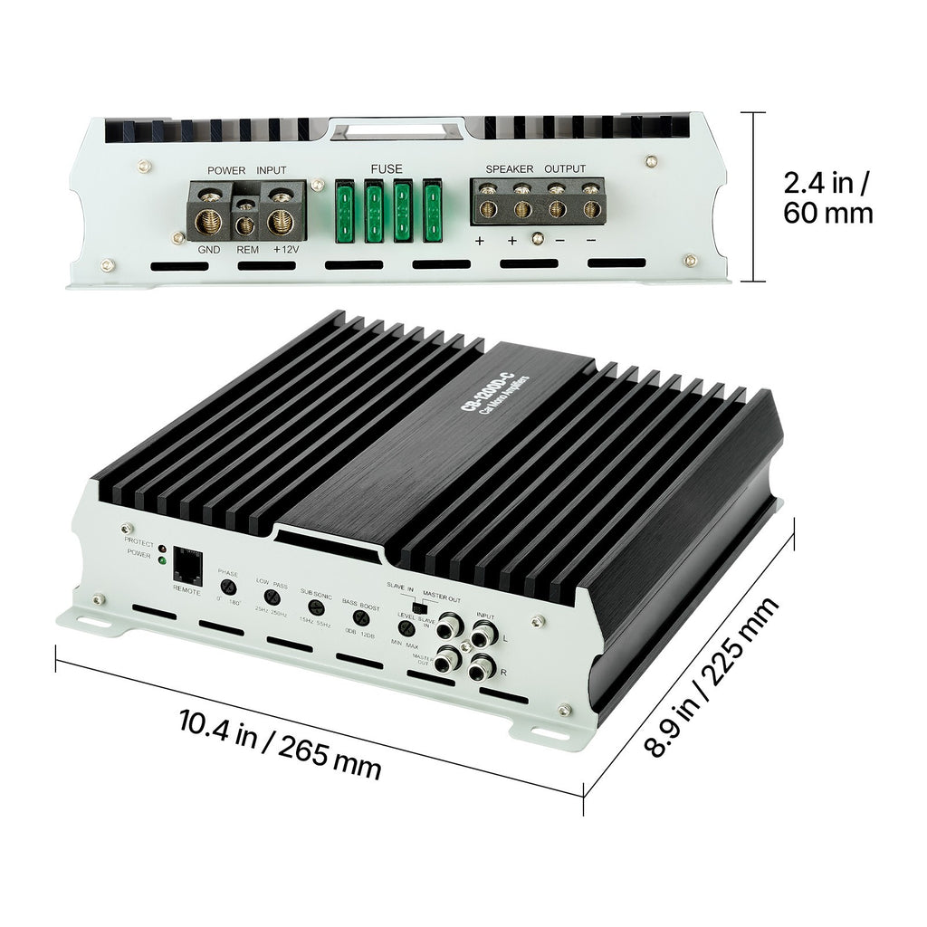 Uimoso Monoblock Class D Car Amplifier for Subwoofers, 1200W RMS, 1/2/4 Ohm