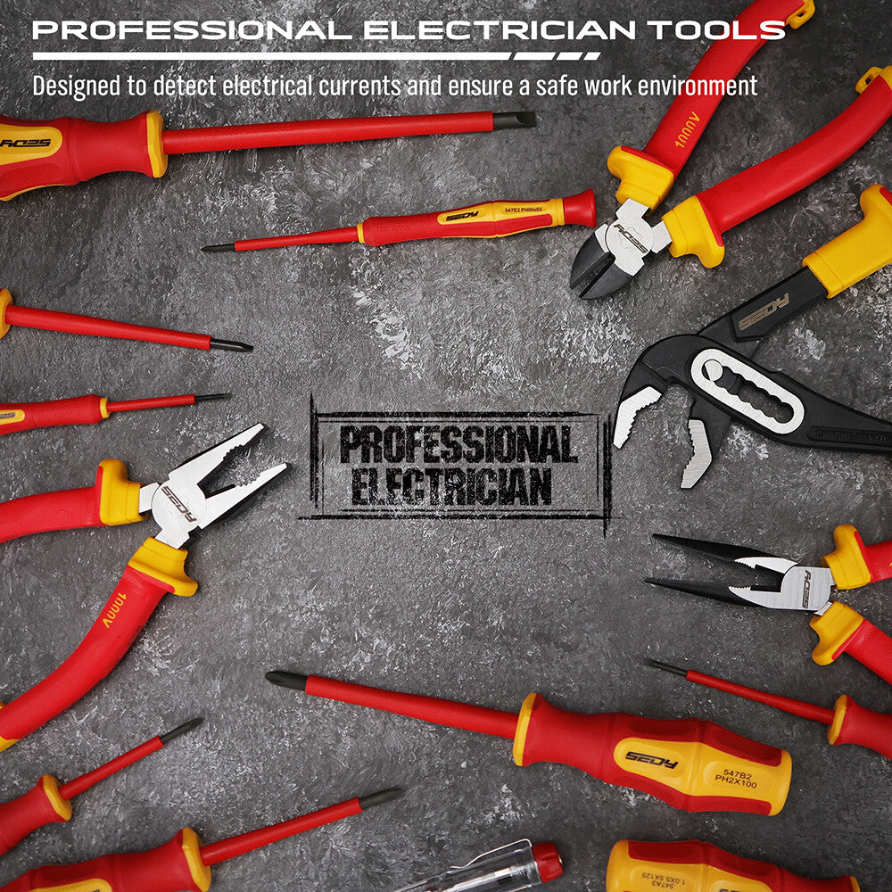 14pc Electrical Tool Set – Insulated Screwdrivers & Pliers 1000V