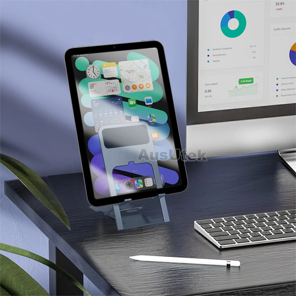 Adjustable Folding Desk Mobile Phone Stand Mount Holder For iPhone iPad Tablet
