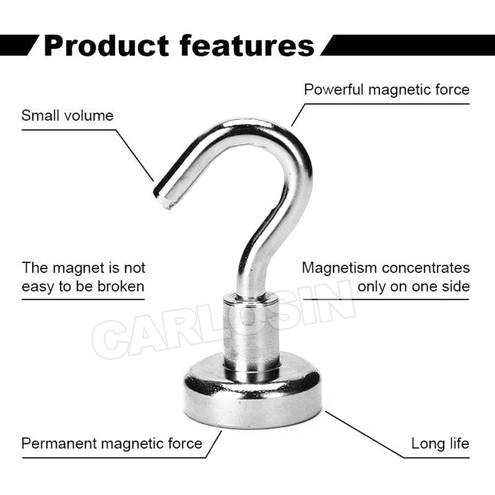 12x Neodymium Magnet Hooks Rare Earth Magnetic Hanger Holder 8kg AU