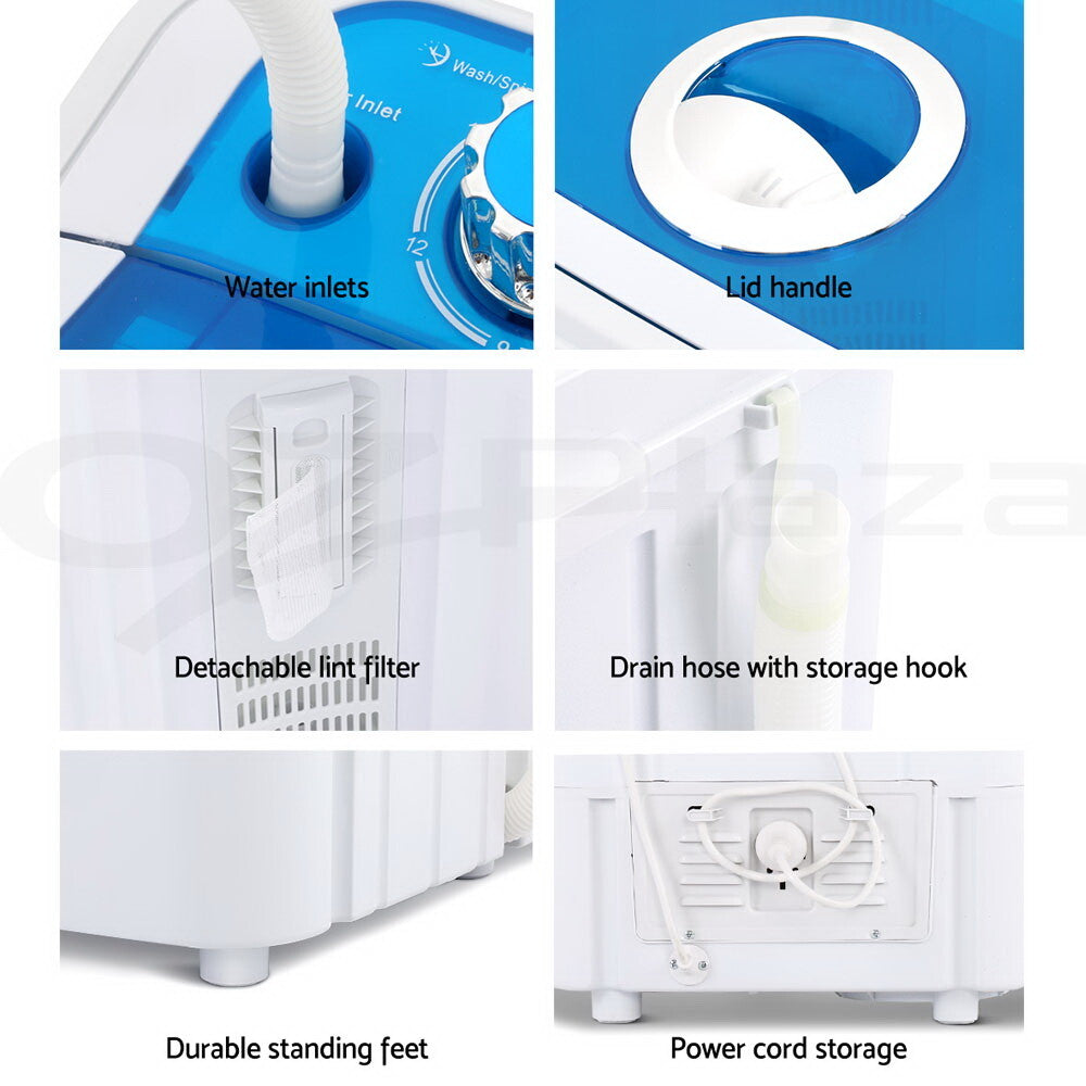Devanti 4.6KG Mini Portable Washing Machine Outdoor Camping Caravan RV Spin Dry