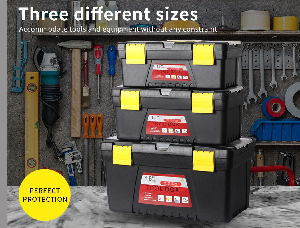 Traderight 3pc Tool Box Set – Lockable Portable Organizer