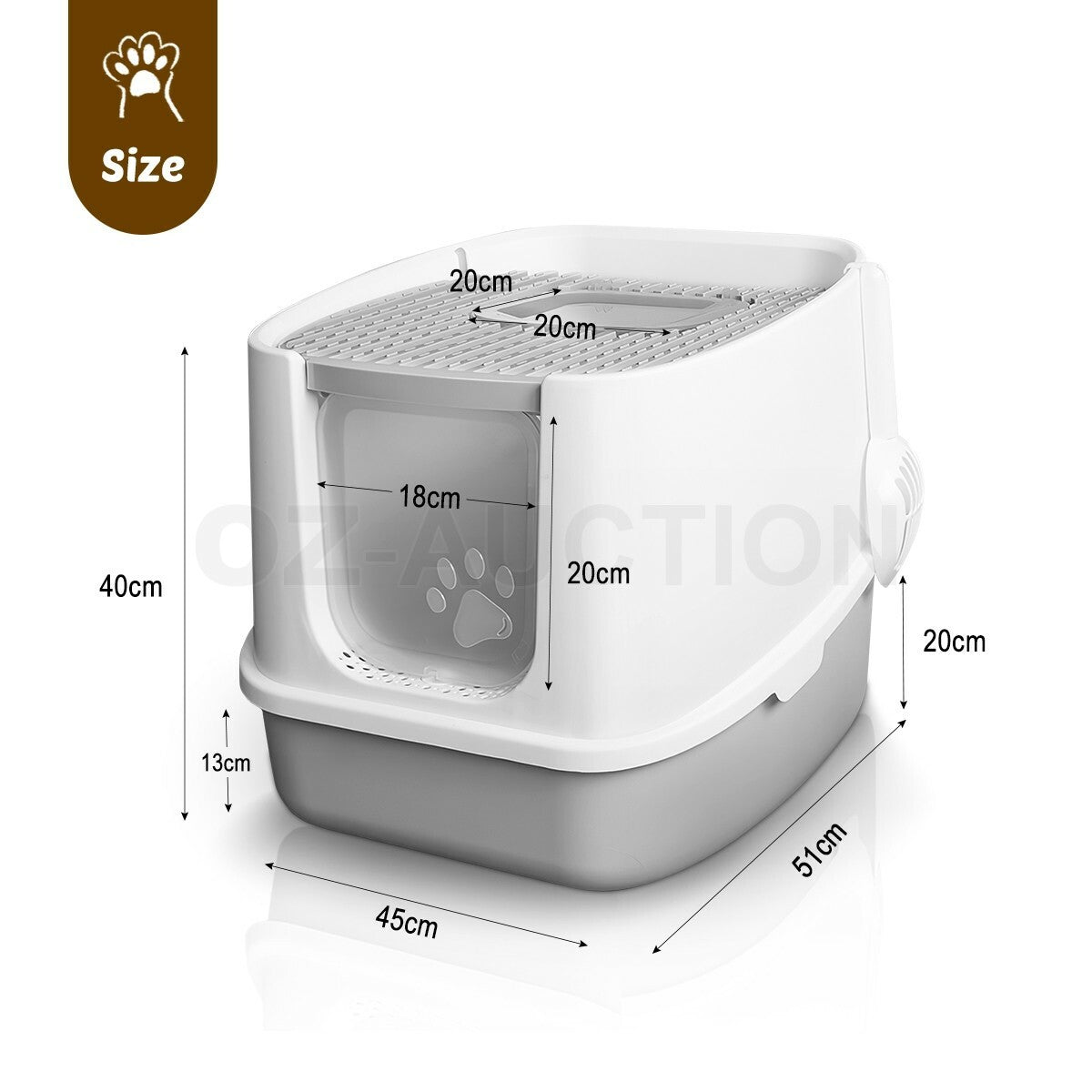 Fully Enclosed Hooded Cat Litter Box Kitty Toilet House