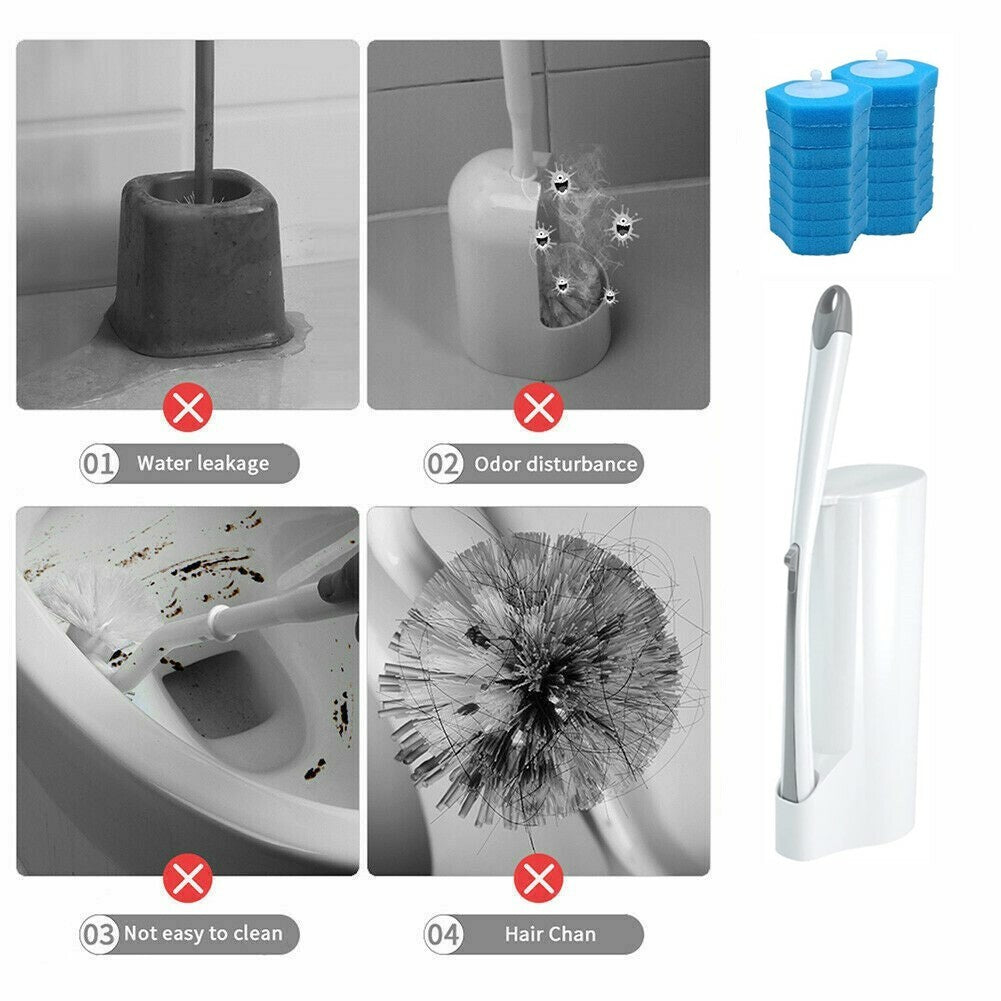 Disposable Toilet Brush Set – Freestanding with Replacement Heads