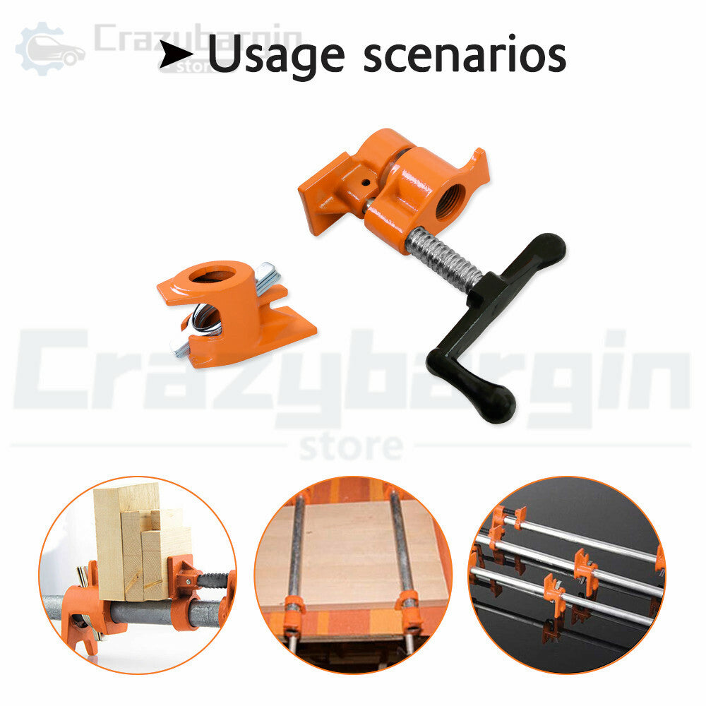 3/4" Gluing Pipe Clamp 4pc – Woodworking Vice with Wide Pads