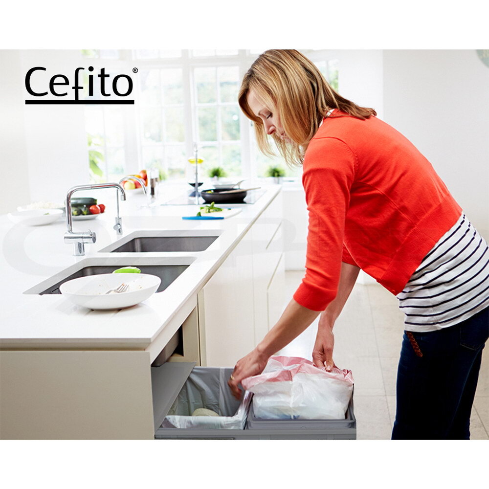 2x20L Twin Pull Out Kitchen Rubbish Bin Double Slide