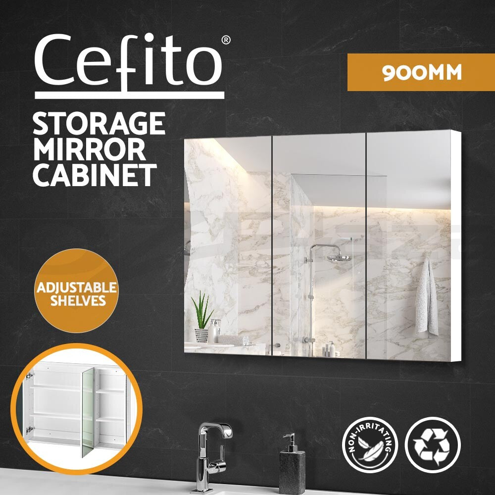 Bathroom Shaving Cabinet Mirror Vanity Wall Storage 900x720mm
