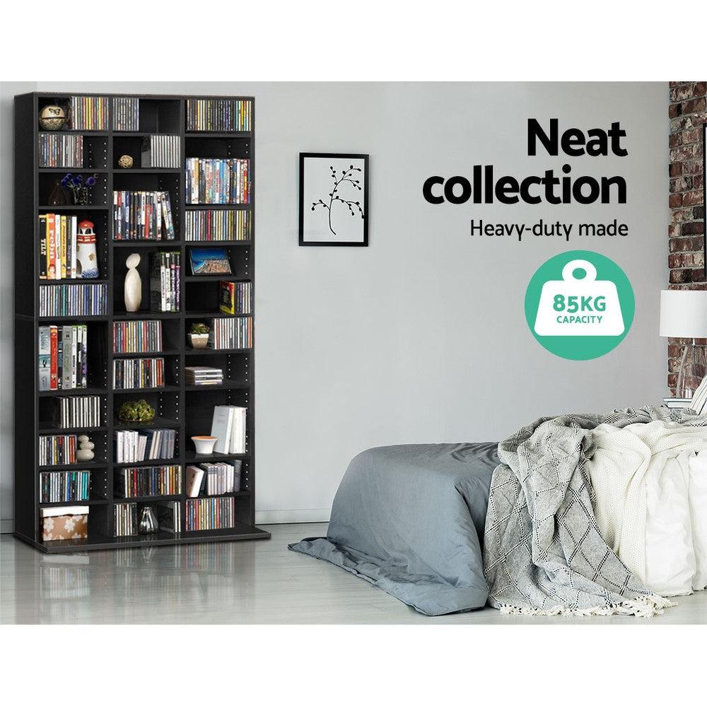 Bookshelf Display CD DVD Storage Bookcase Black
