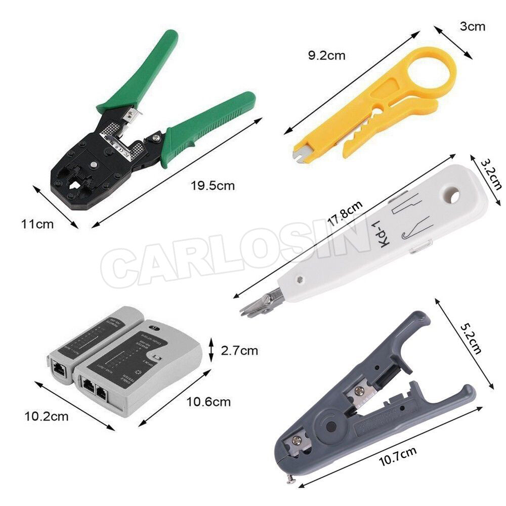 Network Cable Tool Kit LAN Crimper Wire Stripper RJ45 Cat5 Cat6