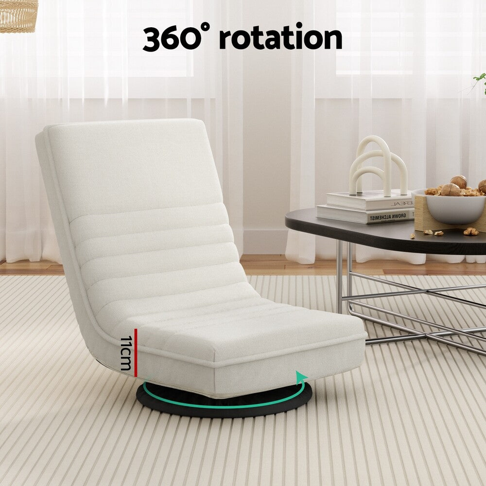 Artiss Floor Lounge Sofa Chaise Recliner Futon Folding Linen Chair White