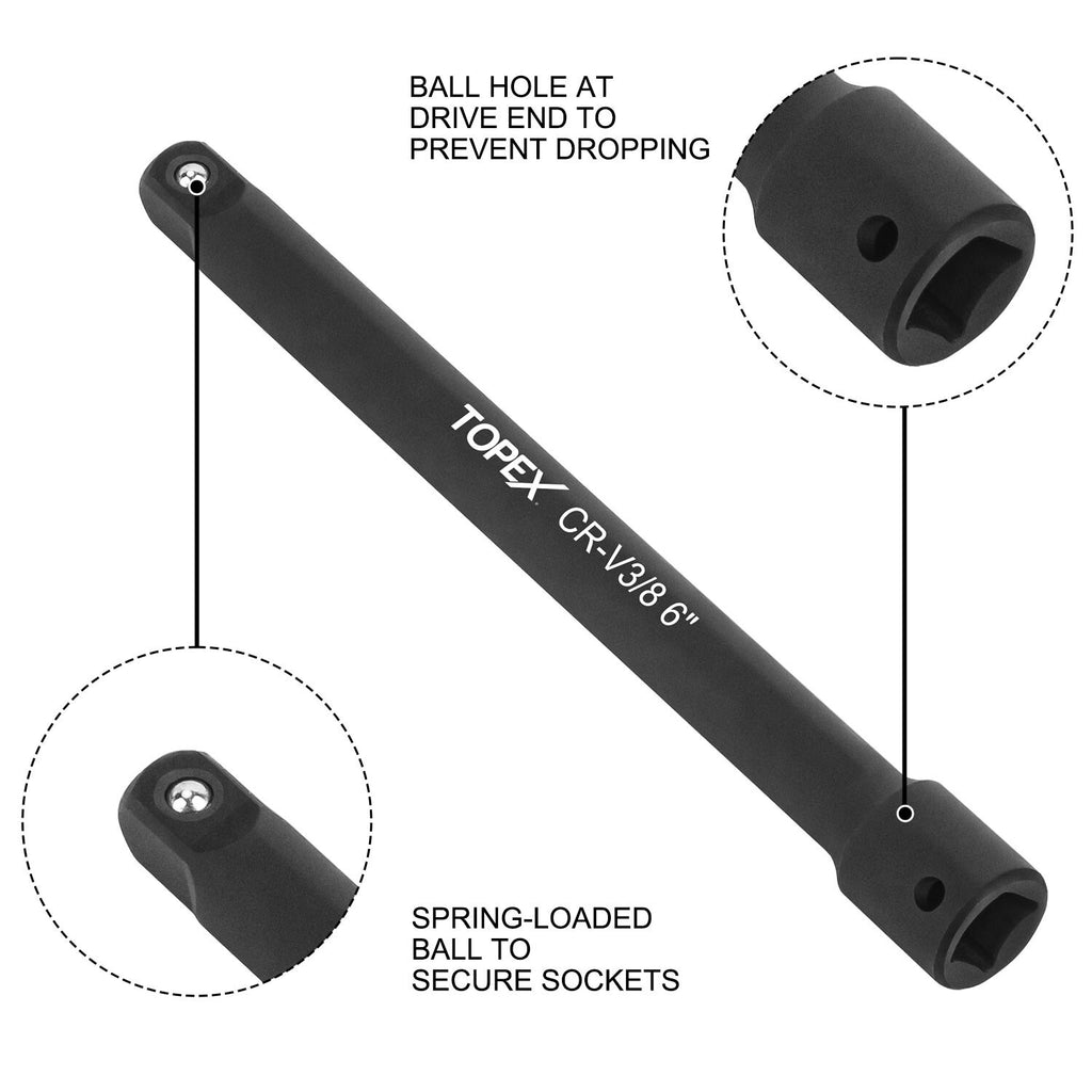 9pc Extension Bar Set – 1/4", 3/8" & 1/2" Socket Drive