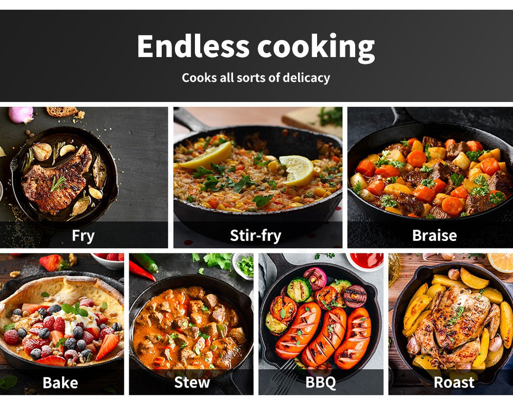 3-Piece Toque Fry Pan Set – Non-Stick Cast Iron Skillet Frypan