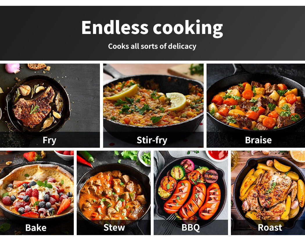 3-Piece Toque Fry Pan Set – Non-Stick Cast Iron Skillet Frypan