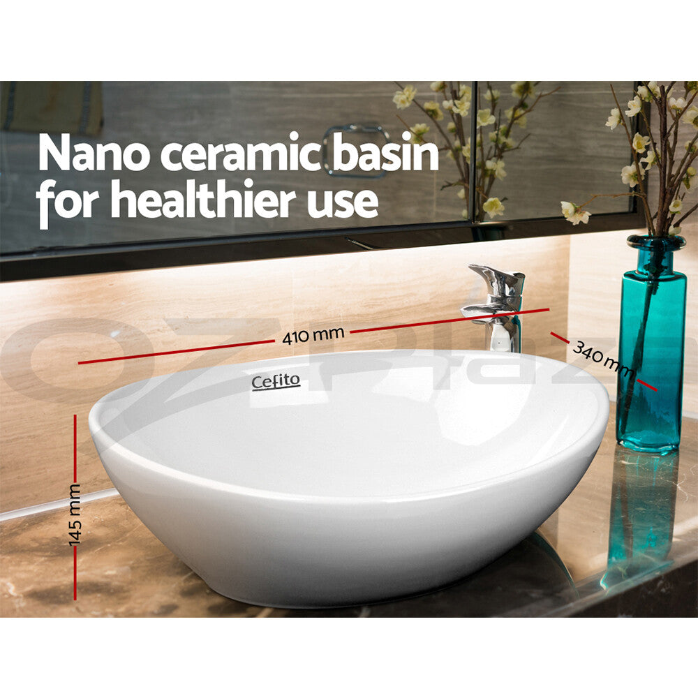 Ceramic Bathroom Basin Above Counter Vanity Sink Oval