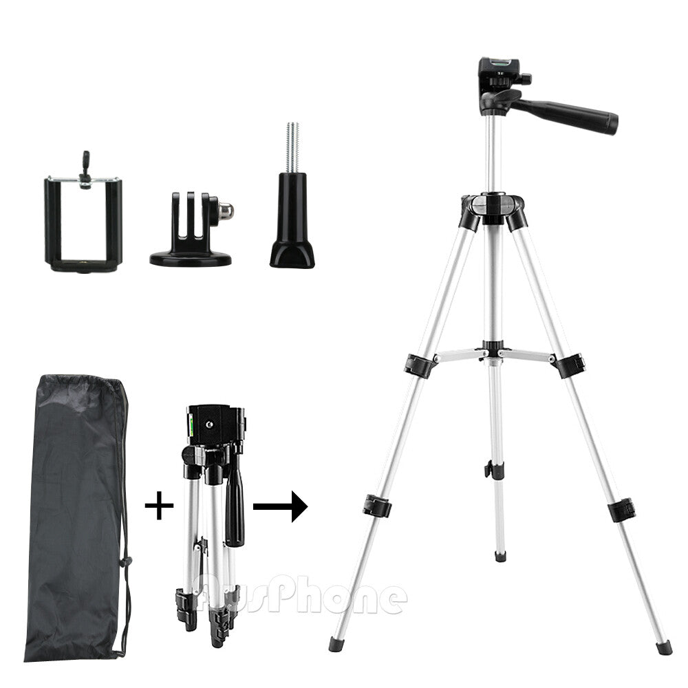 Universal Telescopic Camera Tripod Stand with Phone Mount