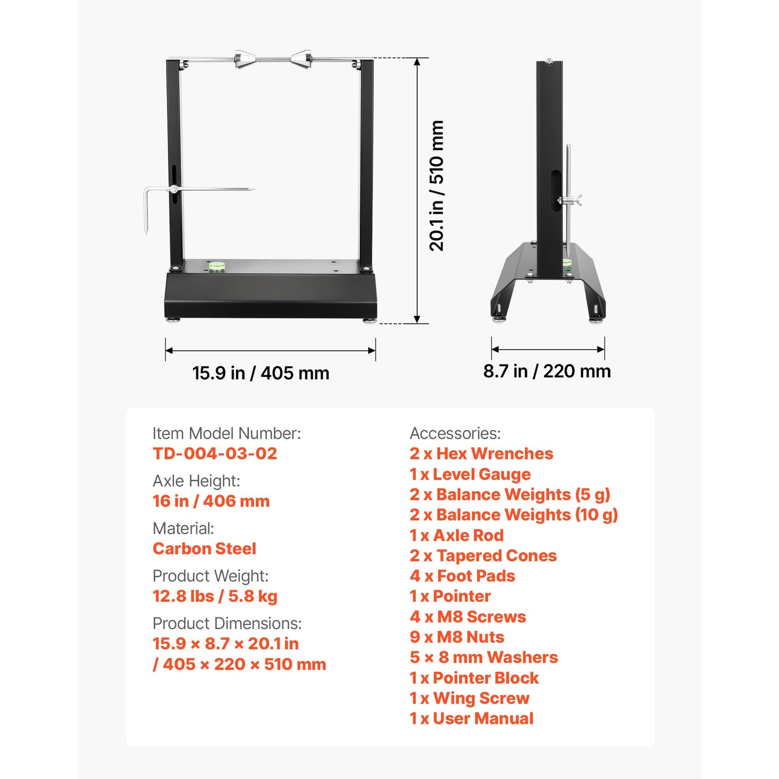 Uimoso Motorcycle Wheel Balancer Stand for Tire Alignment, 40 kg Load Capacity