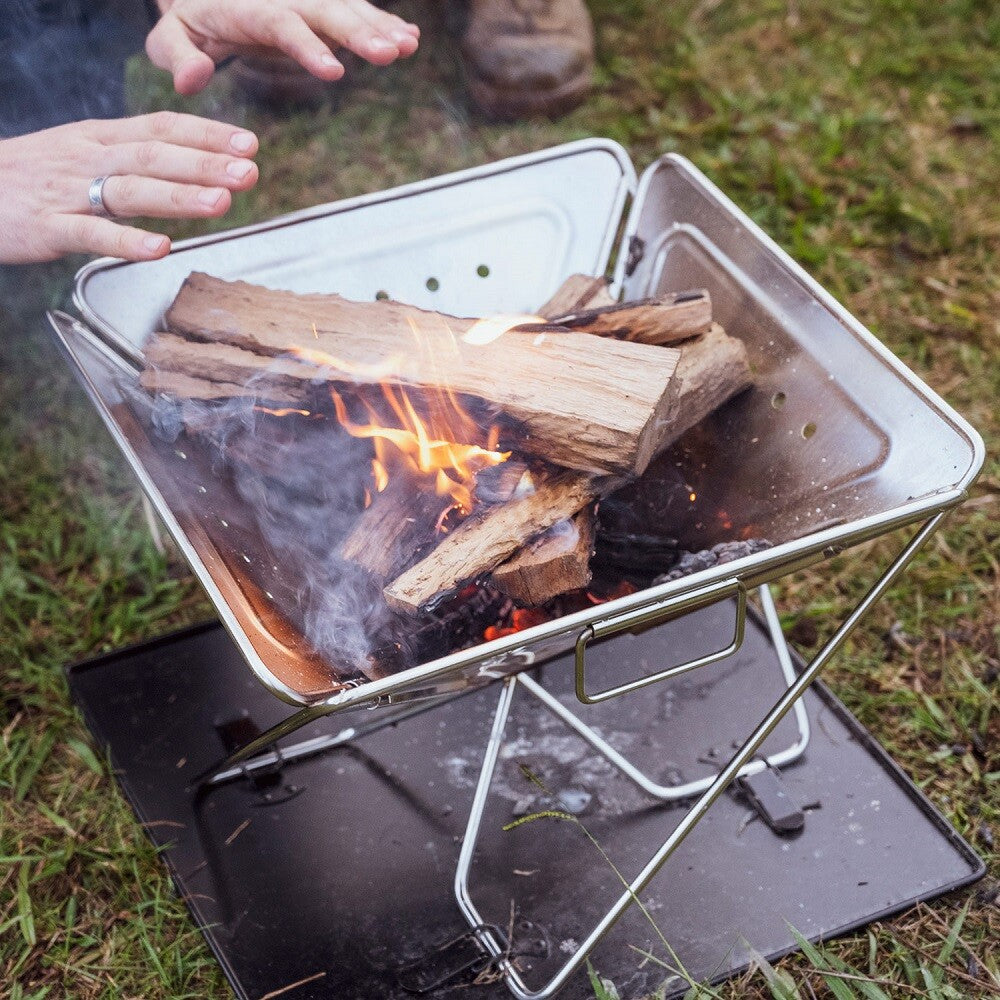 Adventure Kings Premium Stainless Steel Folding Firepit + Folding Firepit Grill