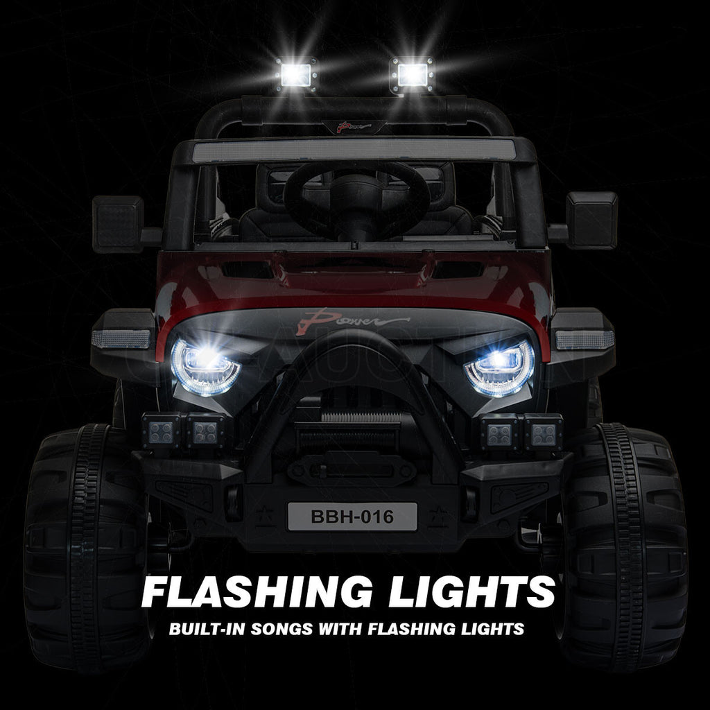 Electric Ride-On Car – Off-Road RC Jeep Truck Toy for Kids, Red