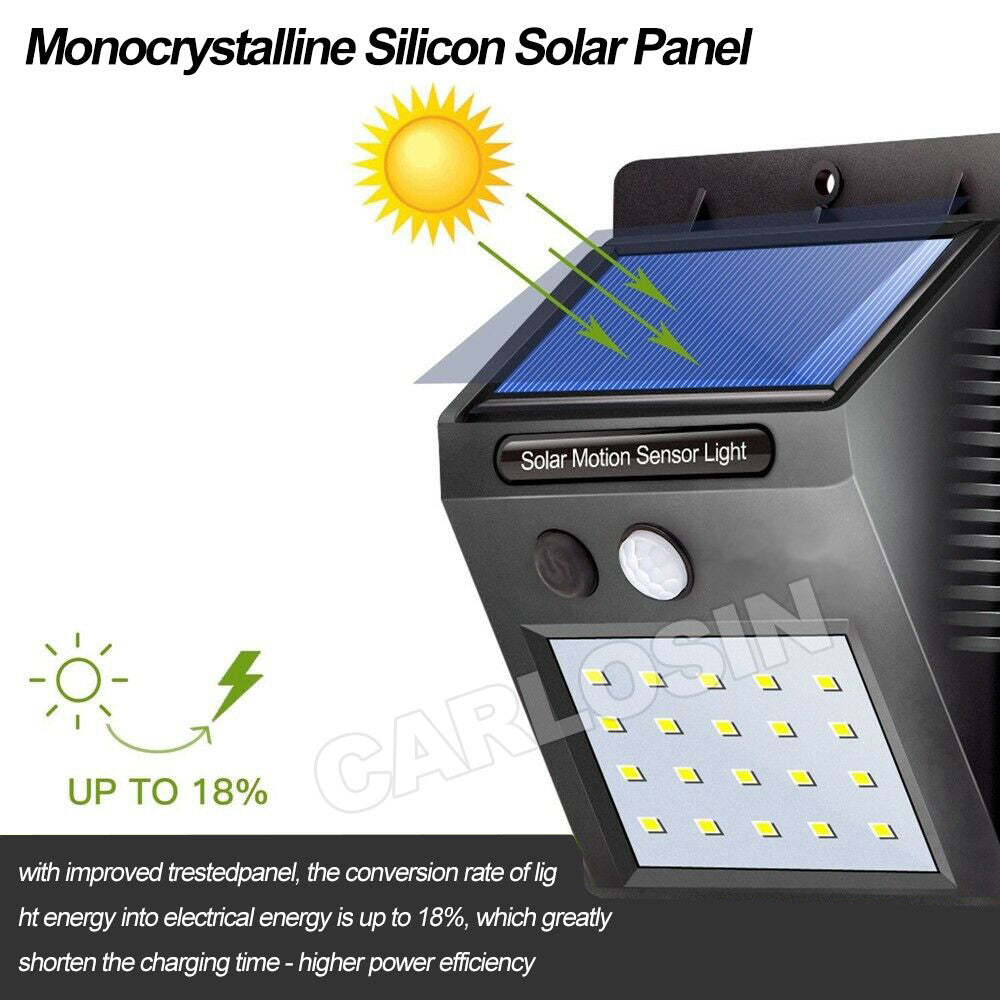 4PCS Solar Powered PIR Motion Sensor Light 20 LED Outdoor Security