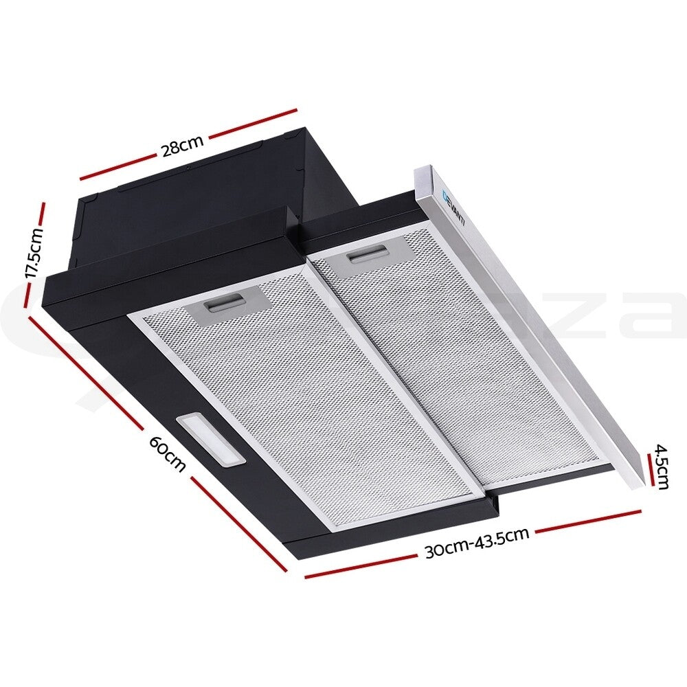 60cm Slide Out Kitchen Rangehood Canopy Stainless Steel