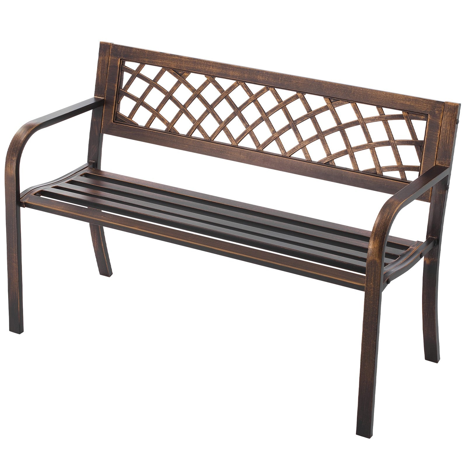 Uimoso Outdoor Bench with Metal Frame and PVC Mesh Backrest for Porch, 116 cm