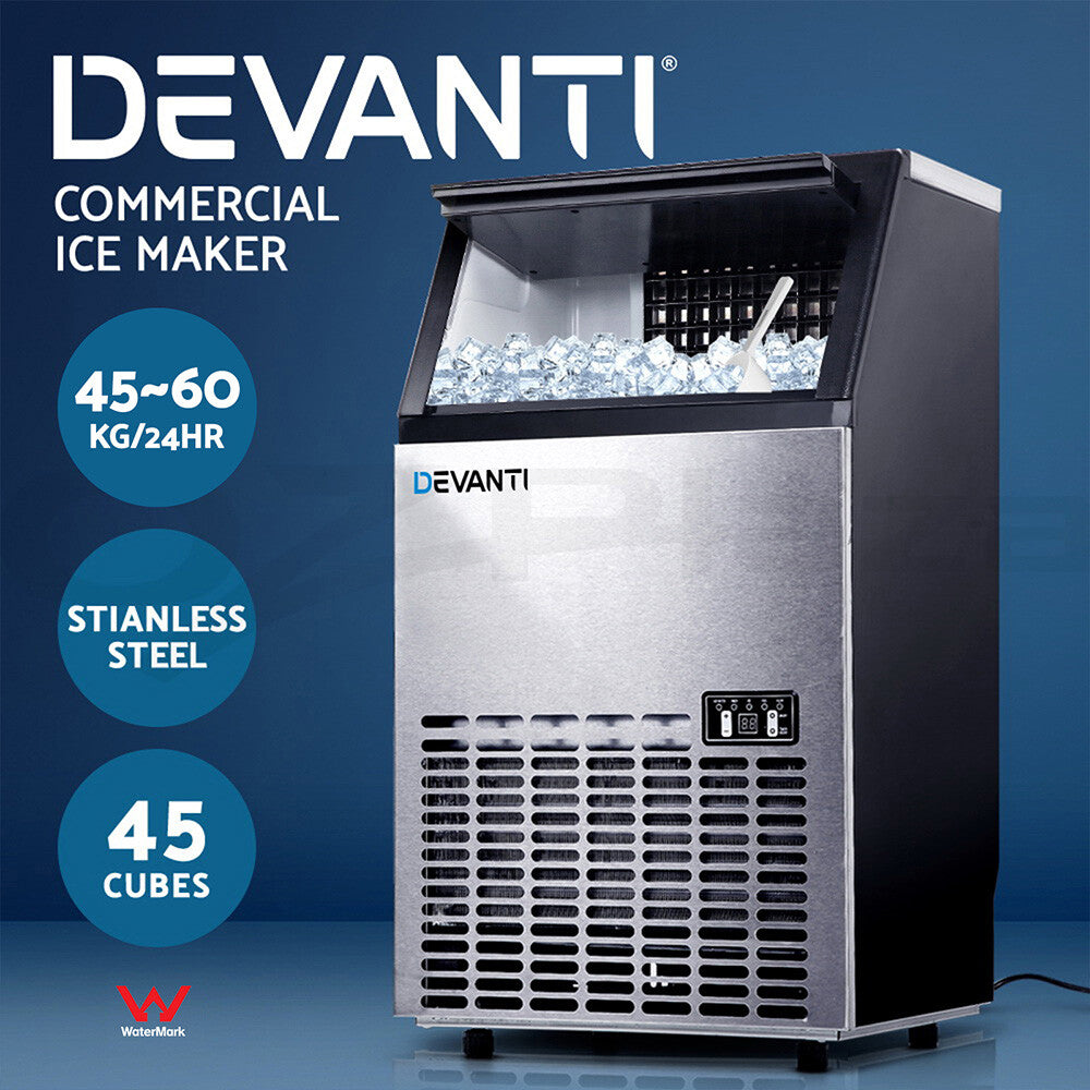 45–60kg Commercial Ice Maker Stainless Steel Ice Cube Machine